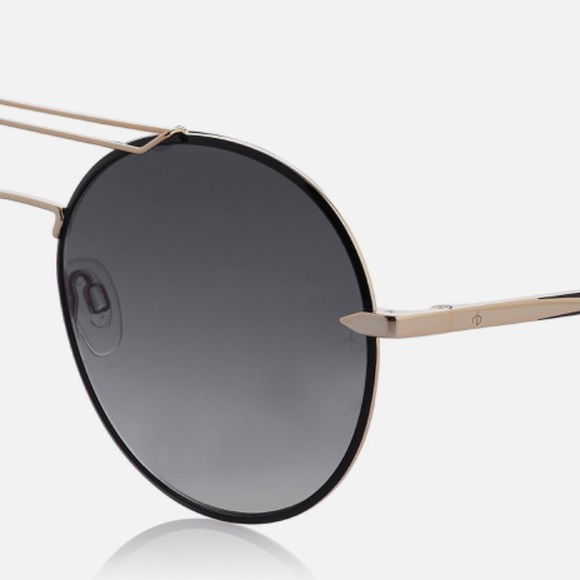NEW🕶️RAG and BONE 59mm Round Metal Aviator Sunglasses Gold and Black - Picture 5 of 10